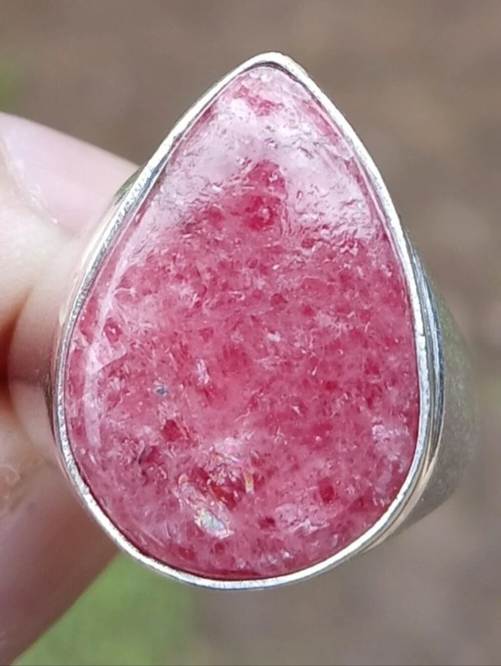 New Men's Rhodonite 925 Silver Ring.